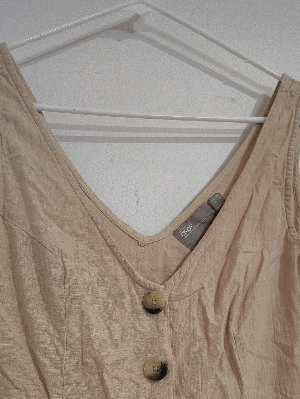 ASOS Beige Button-Front Mini Dress - Picture 3 of 7